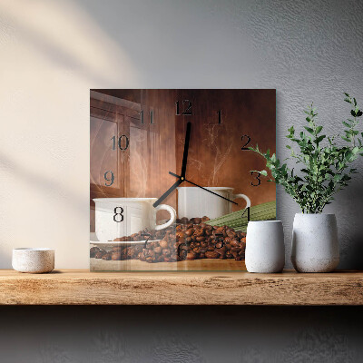 Reloj de vidrio tazas de café
