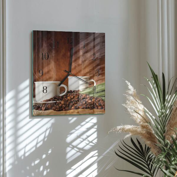 Reloj de vidrio tazas de café