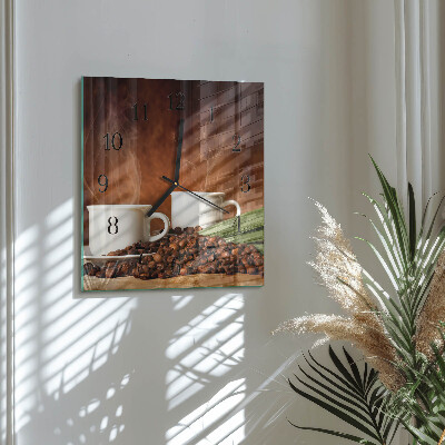 Reloj de vidrio tazas de café