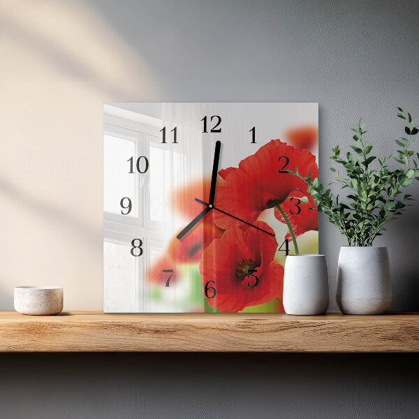 Reloj de vidrio Amapolas