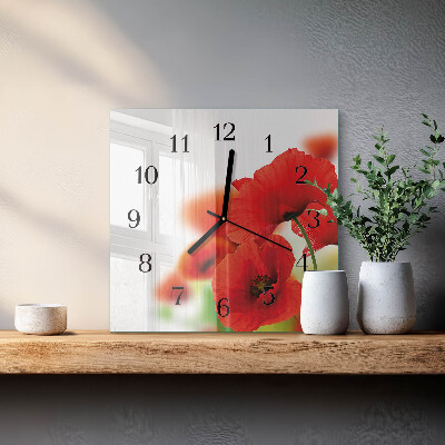 Reloj de vidrio Amapolas
