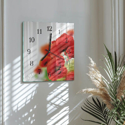 Reloj de vidrio Amapolas