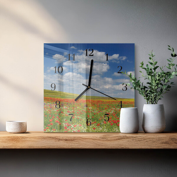 Reloj de vidrio Campo de amapolas