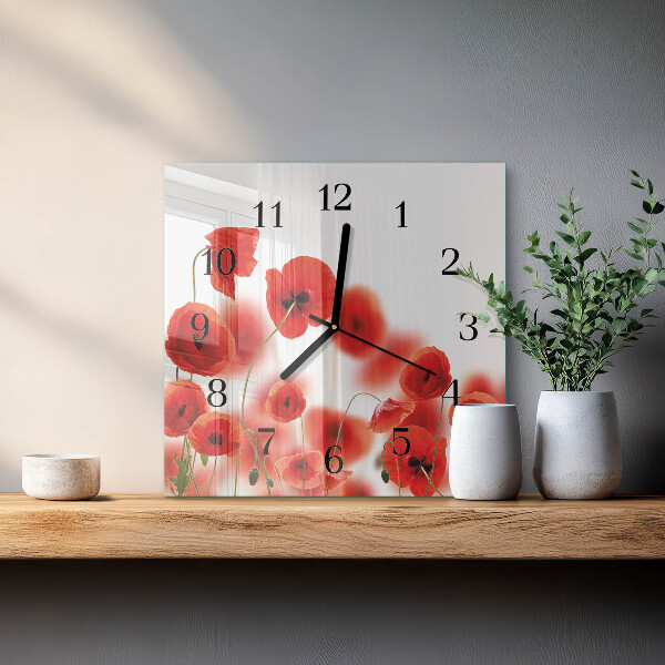 Reloj de vidrio Amapolas