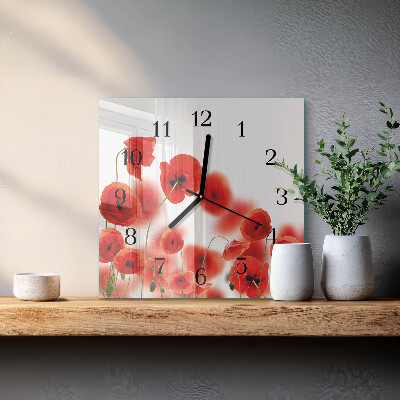 Reloj de vidrio Amapolas