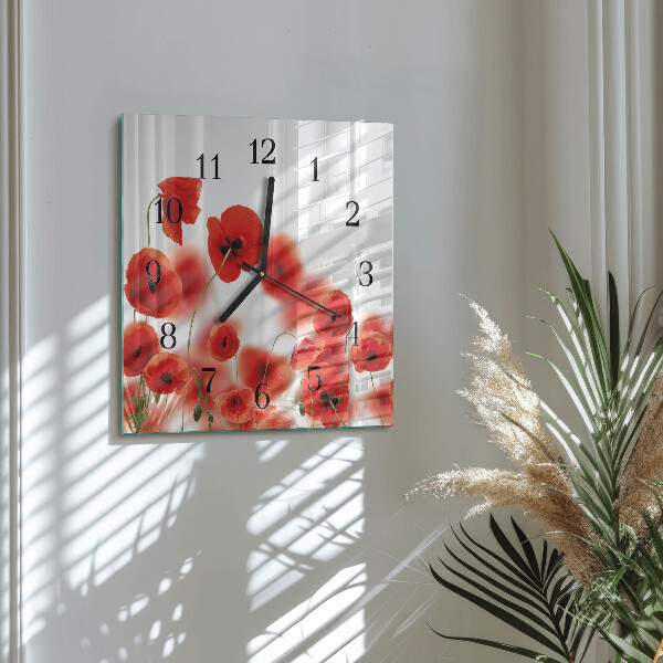 Reloj de vidrio Amapolas