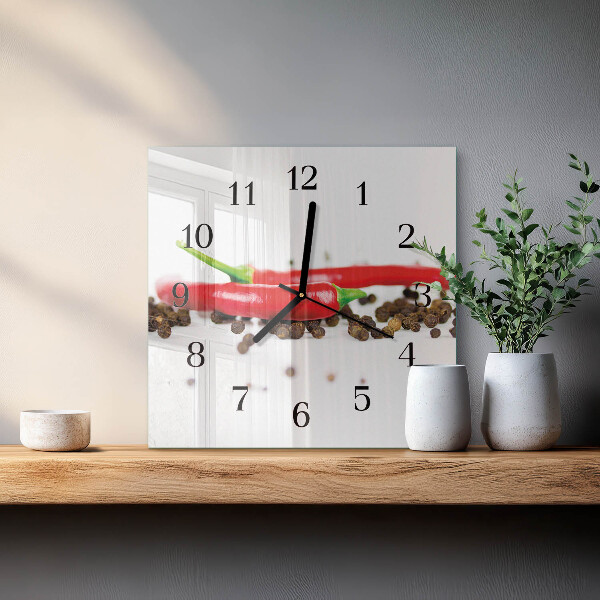 Reloj de vidrio granos de pimienta