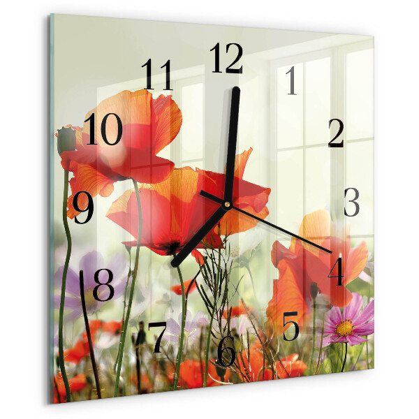 Reloj de vidrio Amapolas