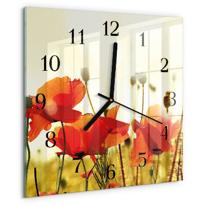 Reloj de vidrio Amapolas