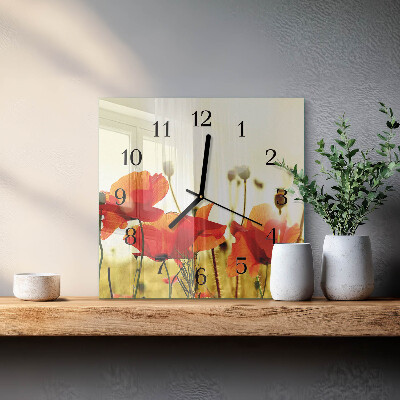 Reloj de vidrio Amapolas
