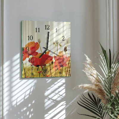 Reloj de vidrio Amapolas