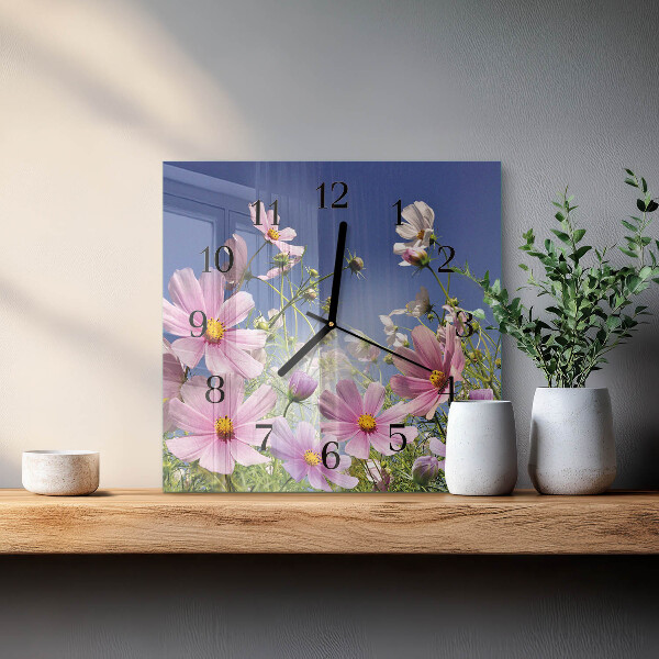 Reloj de vidrio Flores de cosmos