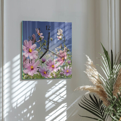 Reloj de vidrio Flores de cosmos