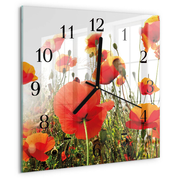 Reloj de vidrio Amapolas