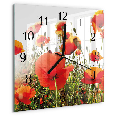 Reloj de vidrio Amapolas