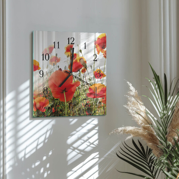 Reloj de vidrio Amapolas