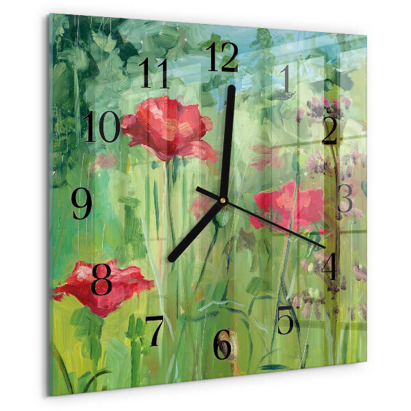 Reloj de vidrio Amapolas