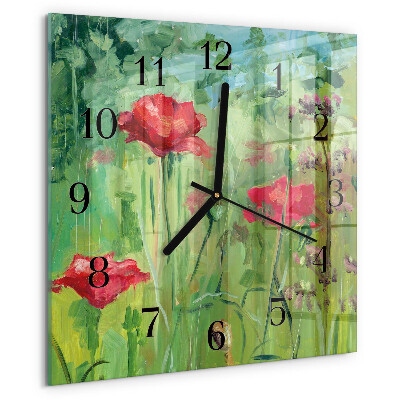 Reloj de vidrio Amapolas