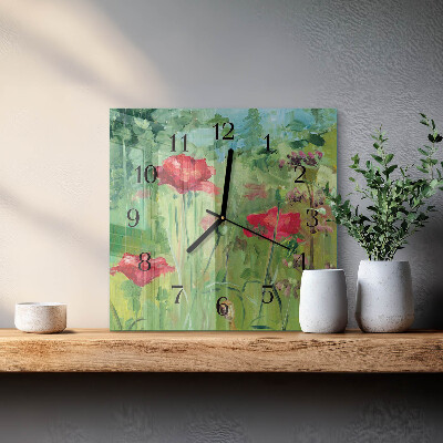 Reloj de vidrio Amapolas