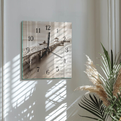 Reloj de vidrio Puente de madera