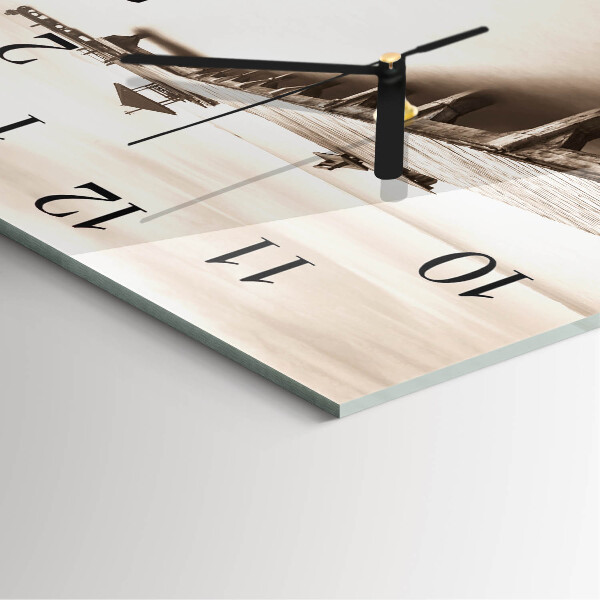 Reloj de vidrio Puente de madera