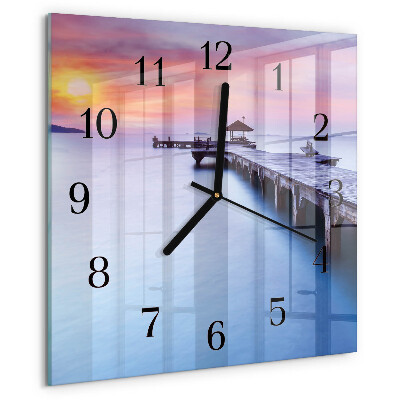 Reloj de vidrio Puente de madera