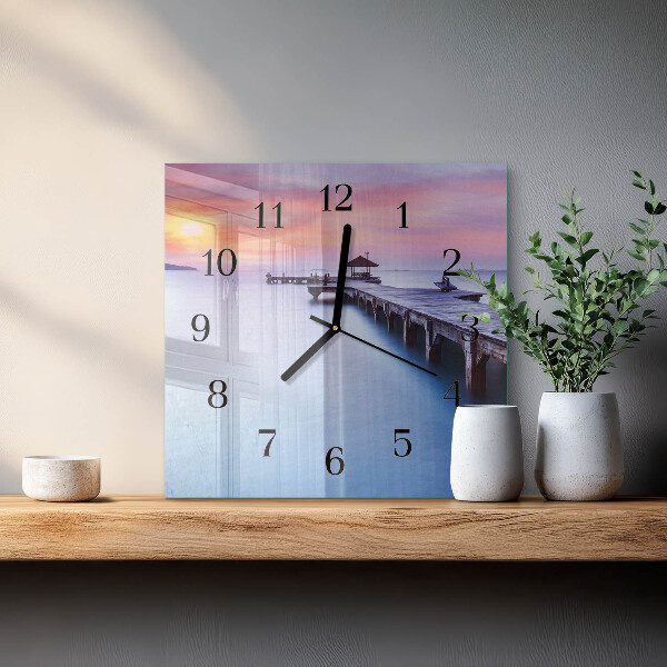Reloj de vidrio Puente de madera