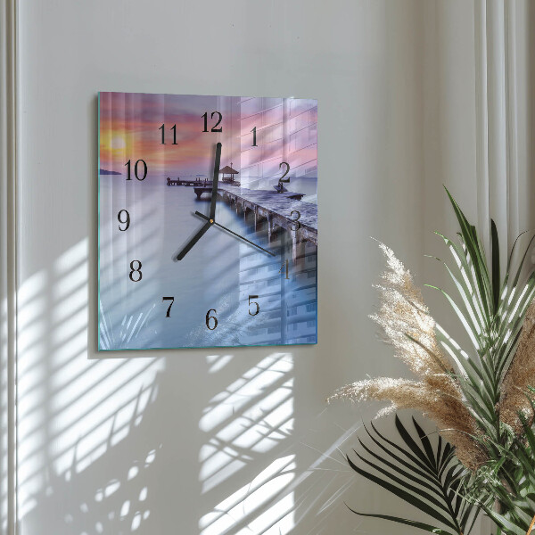 Reloj de vidrio Puente de madera