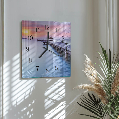Reloj de vidrio Puente de madera