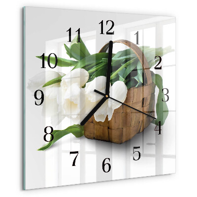 Reloj de vidrio Cesta de tulipanes