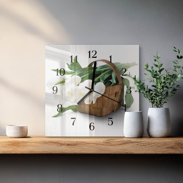 Reloj de vidrio Cesta de tulipanes