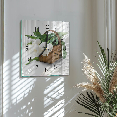 Reloj de vidrio Cesta de tulipanes