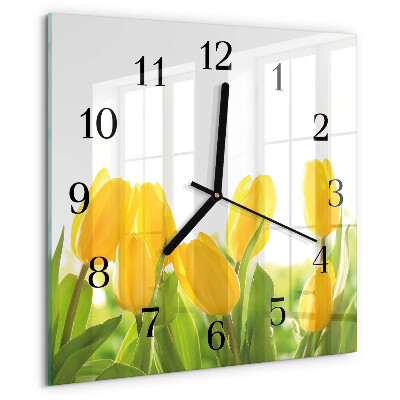 Reloj de vidrio tulipanes