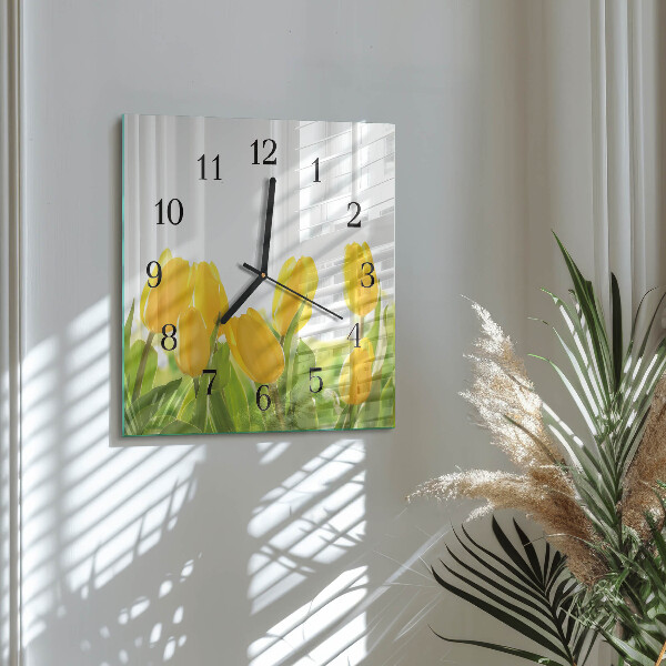 Reloj de vidrio tulipanes