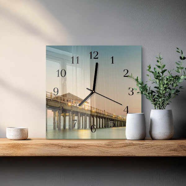 Reloj de vidrio Pasarela de madera
