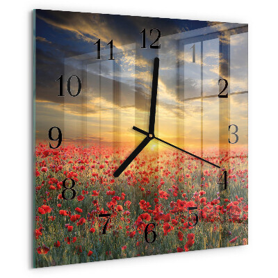Reloj de vidrio Campo de amapolas