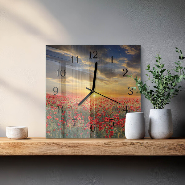 Reloj de vidrio Campo de amapolas