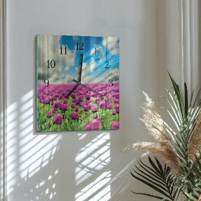 Reloj de vidrio tulipanes