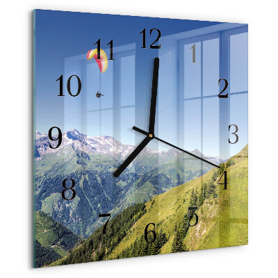 Reloj de vidrio montañas