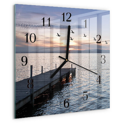 Reloj de vidrio Pájaros junto al lago