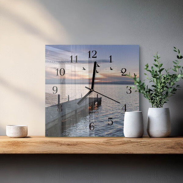Reloj de vidrio Pájaros junto al lago