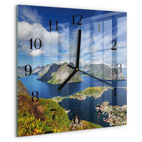 Reloj de vidrio montañas