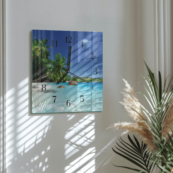 Reloj de vidrio Palmeras de la isla