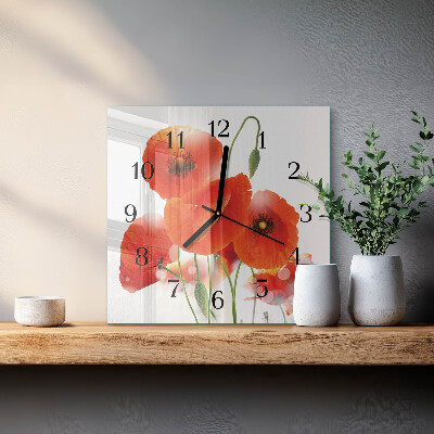 Reloj de vidrio Amapolas