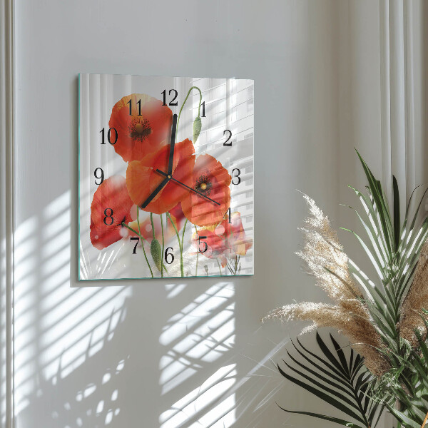 Reloj de vidrio Amapolas