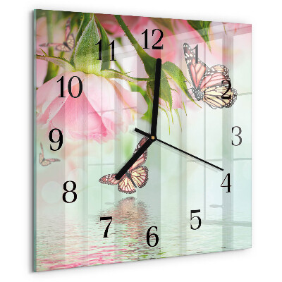 Reloj de vidrio mariposas