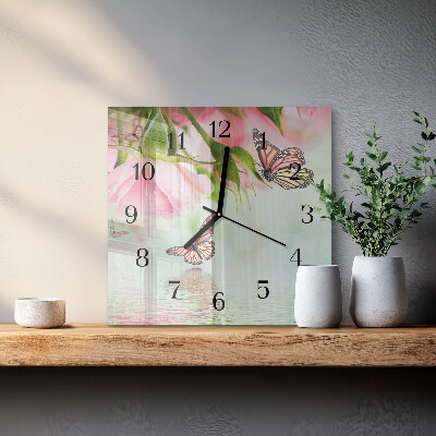 Reloj de vidrio mariposas