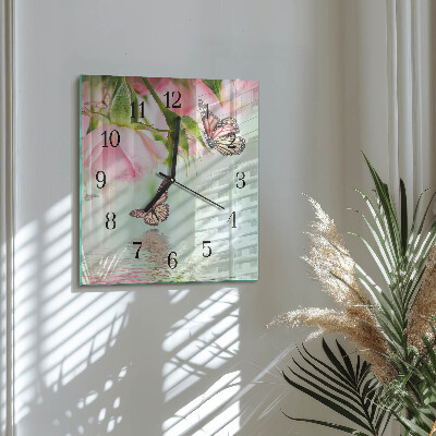 Reloj de vidrio mariposas