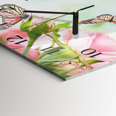 Reloj de vidrio mariposas