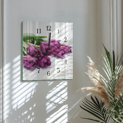 Reloj de vidrio tulipanes